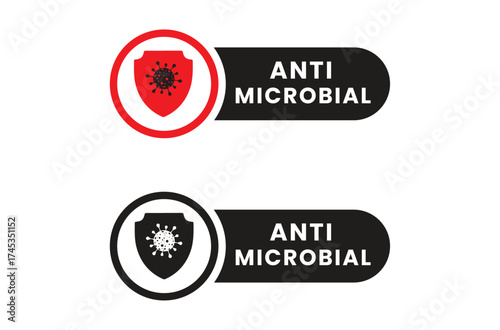 Anti microbial label or Anti bacterial label vector isolated. Simple Anti microbial label for product packaging design element. Antibacterial icon vector for design element.