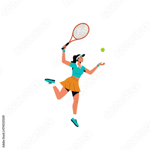 Tennis player focused on hitting the ball during a match.