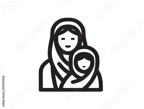 World Refugee Day icon 2D vector line art in a clean minimalist design