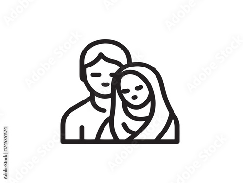 World Refugee Day icon 2D vector line art in a clean minimalist illustration