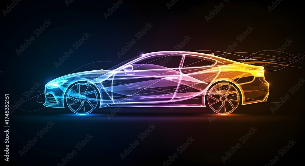 Naklejka premium Futuristic Minimal Car Silhouette Logo – Sleek Line Art Vector Design