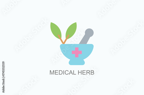Medical Herb Icon Or Logo Isolated Vector Illustration