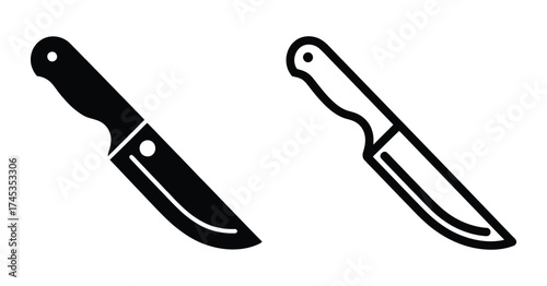 Knife glyph icon. Kitchen knife icon set. Sharp knife glyph icon. Sharp blade illustration. Stock vector illustration