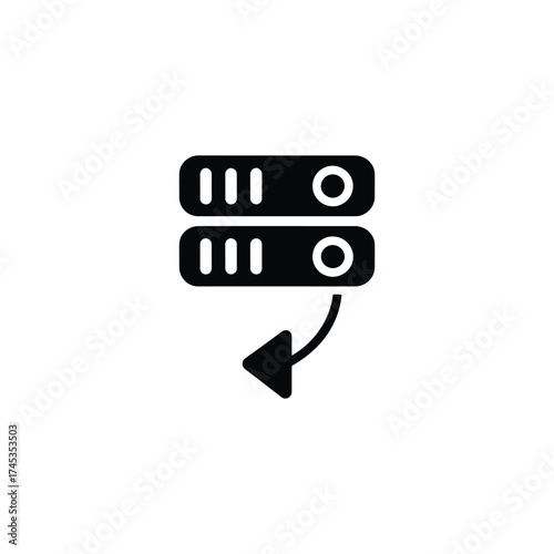 Data Server Stack with Arrow on Transparent Background Technology Style