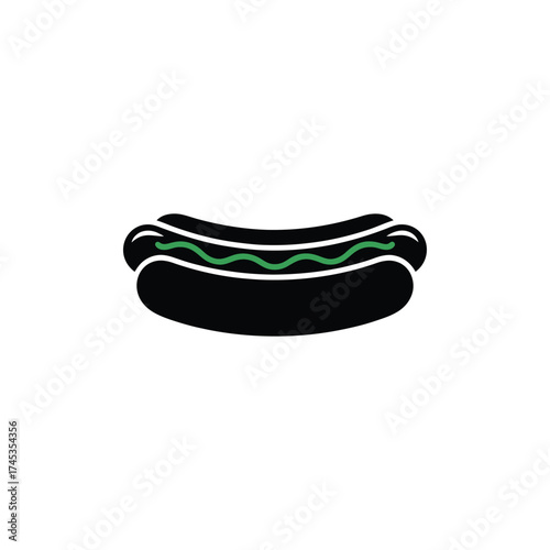 Minimalistic Hotdog with Green Relish on Transparent Background