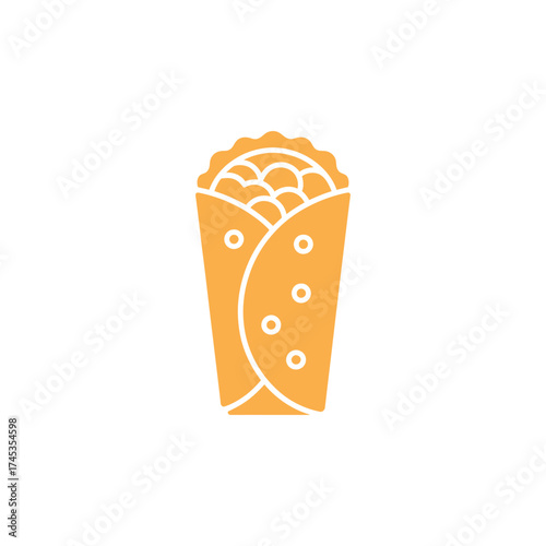 Orange Burrito Wrap with Filling and Sauce on Transparent Background Icon