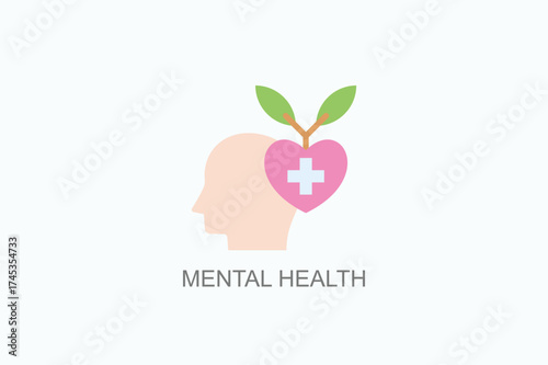 Mental Health Icon Or Logo Isolated Vector Illustration