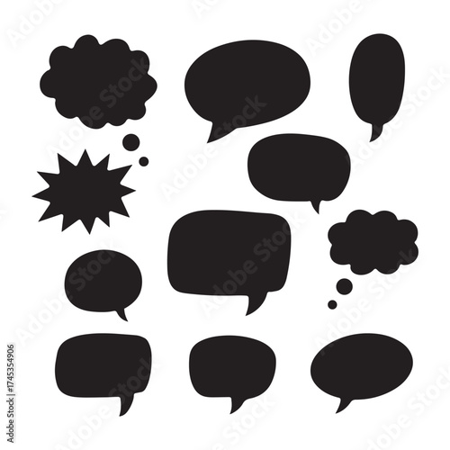 Pack of hand drawn comic speech bubbles