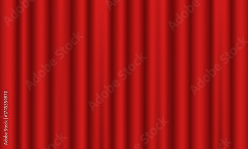 Red curtains. Vector 3d illustration.