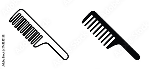 icon set hair comb, salon woman comb, , barber comb, hair brush and comb, For combing and styling hair, hair styling tools, vector illustration on a white background.