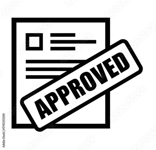 Approved Document Stamp Icon Symbolizing Authorization, Verification, and Agreement for Business and Legal Transactions
