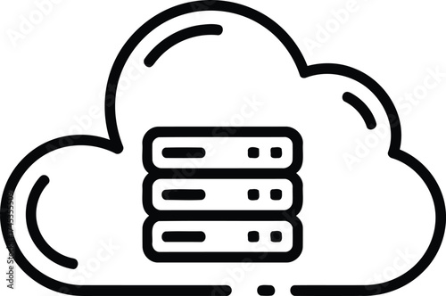 Cloud computing server icon outline data storage