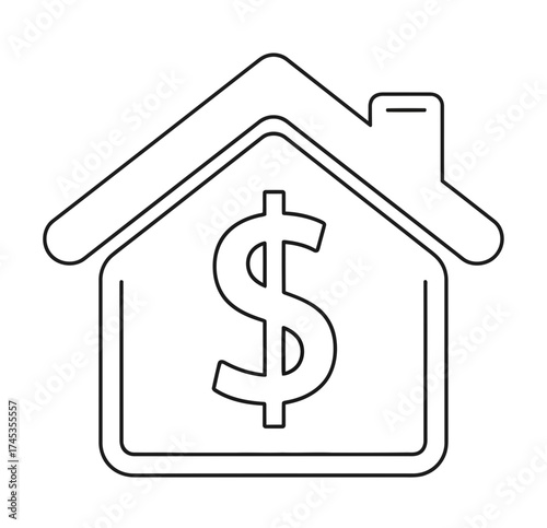 Real Estate Value Home with Dollar Sign Representing Property Investment and Financial Security for Homeowners and Investors