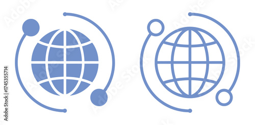 World globe line icon. Vector Earth global country map planet line icon. Travel internet globe set