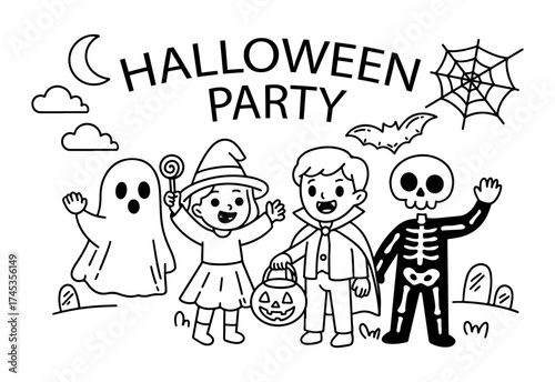 hand drawn background with halloween sketches