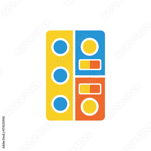 Abstract colorful geometric shapes representing data or progress.