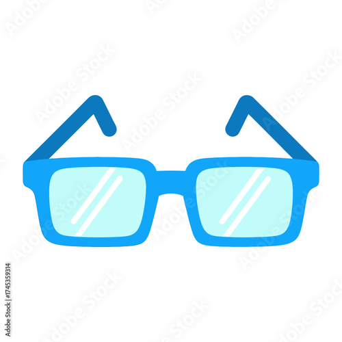 Blue eyeglasses with rectangular frames for improved vision and clarity.