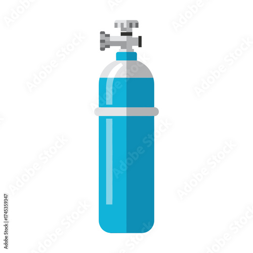 Blue Oxygen Cylinder with Valve and White Accents.