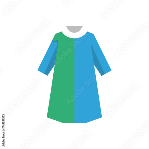 Simple Two Tone Blue and Green Dress Illustration.