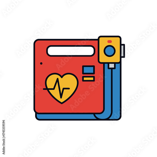 Medical Automated External Defibrillator Icon Illustration.