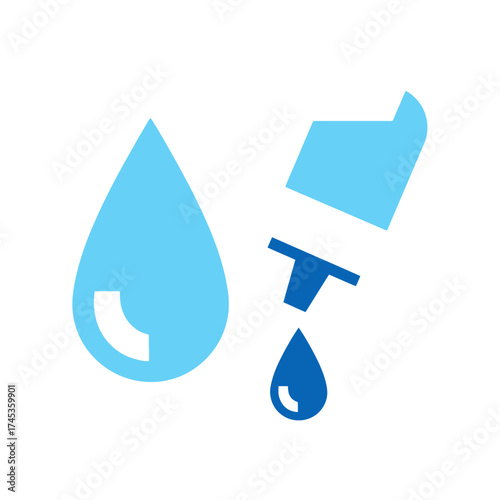 Water Drops and Eye Dropper Illustration for Hydration or Eye Care.