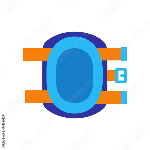 Protective knee pad with straps flat icon design.