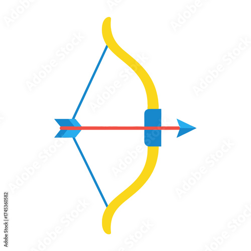 A yellow bow and arrow ready for action.