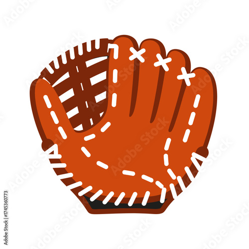 Illustration of a baseball glove with stitching detail.