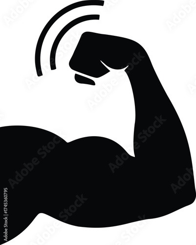 Flexed Arm Silhouette with Motion Lines Representing Strength and Empowerment
