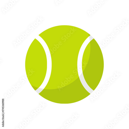 Bright Yellow Tennis Ball with White Seams on White Background.
