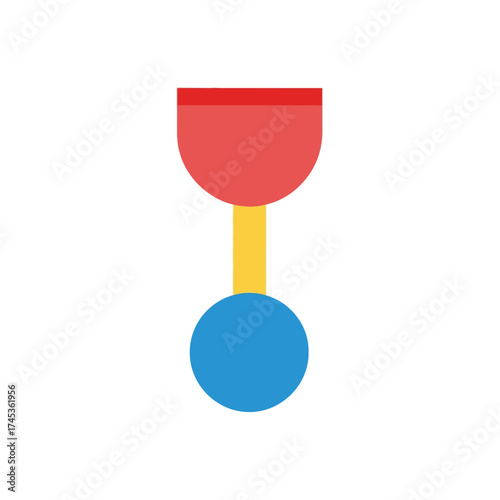 Colorful Baby Rattle Toy with Red Top and Blue Ball.