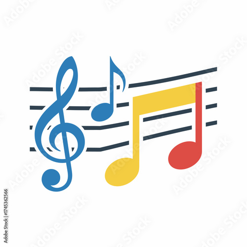 Colorful Musical Notes on Staff - A Vibrant Symphony of Sound.