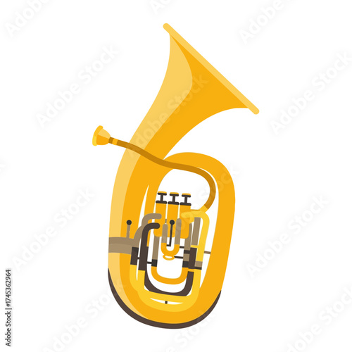 Golden Euphonium Brass Musical Instrument Illustration.