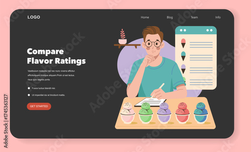 Ice Cream Flavor Ratings Vector Illustration with Tasting