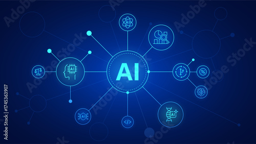 Artificial Intelligence Background With Brain Chipset And Networking Nodes Showing Data Analysis Automation And Connected Tech Innovation For Futuristic Secure Cyber Semiconductor and Big Data Concept