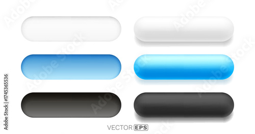 Set of blank, modern UI buttons with glossy and matte styles.