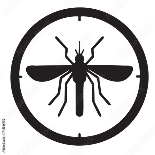 Mosquito in target icon for pest control and disease prevention