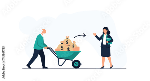 Transferring a large amount of money from one person to another.