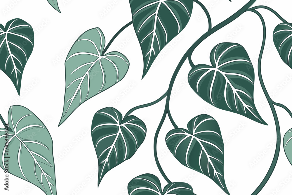 Fototapeta premium seamless pattern with green leaves