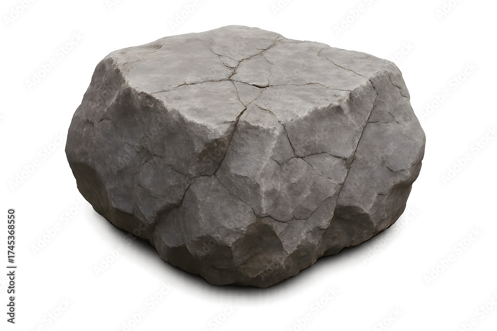 Obraz premium Natural rock isolated on white background suitable for geology, stone, eco, earth, texture, material, construction, natural, and rustic design concepts in decorative applications