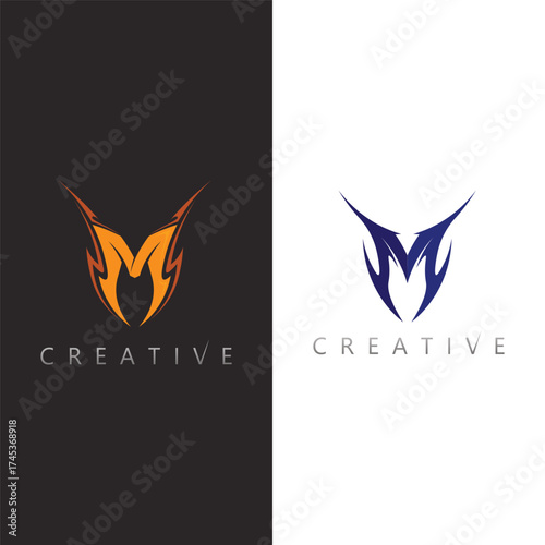 Gradient M logo design with modern typography style for futuristic brand and digital agency identity