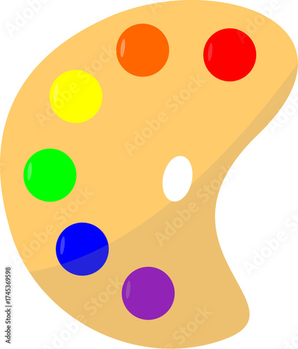Artistic Wooden Palette with Rainbow of Colors for Creative Painting