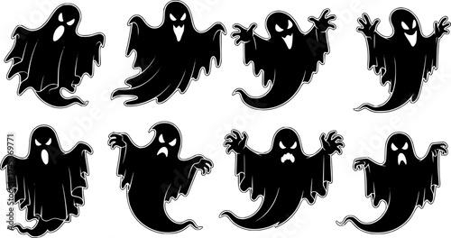 Angry Ghosts – Scary Halloween Evil Spirit Vector Set