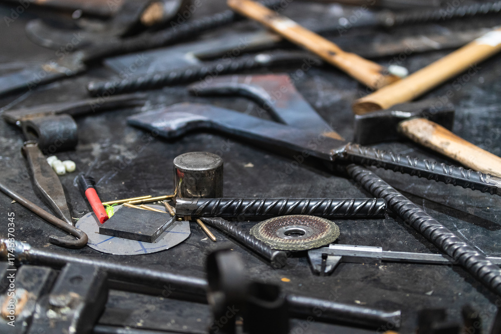 Fototapeta premium Tools in an old metalworking workshop