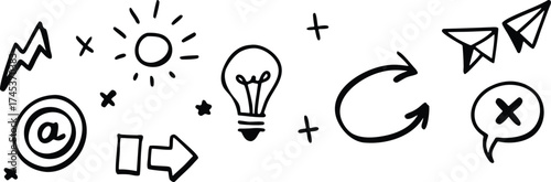 Hand Drawn Doodle Icons for Innovation and Communication Concepts