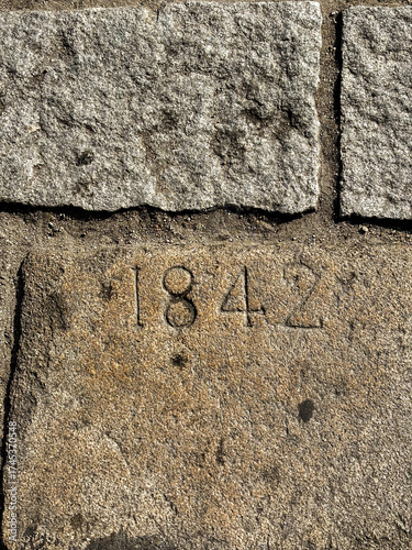 Принти на полотні Stone Carving with Year 1842