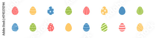 Easter egg set. Egg hunt vector set. Easter celebration colourful eggs.