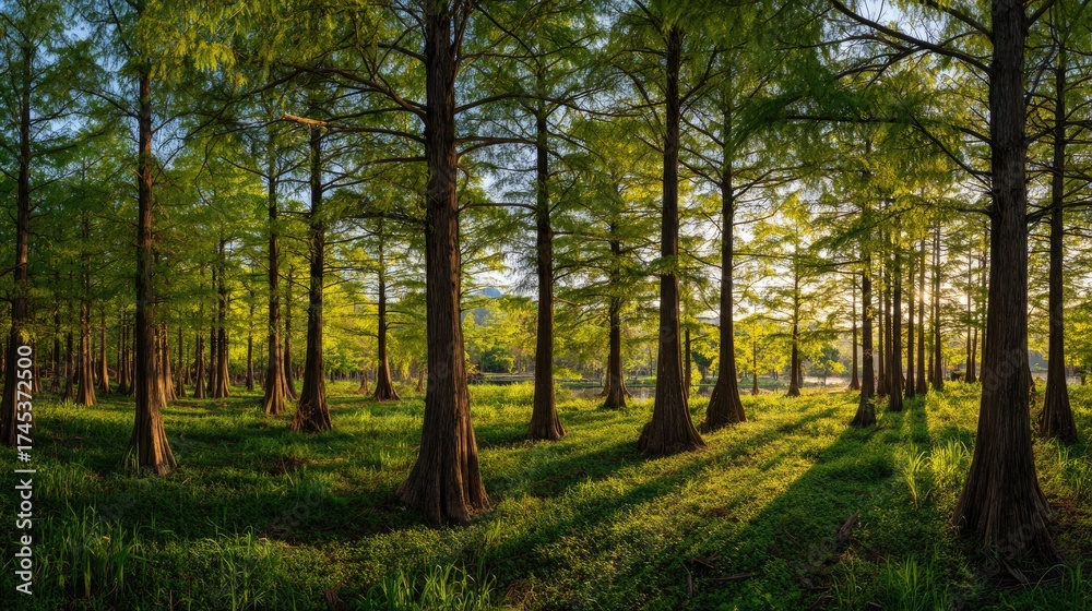 Obraz premium Bald cypress field at Dawn