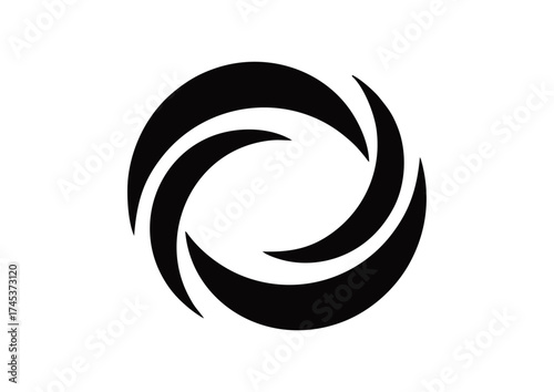 Two bold curved shapes forming a mirrored swirl pattern.