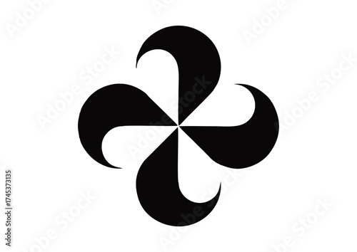 Four-Blade Propeller A four-blade propeller shape with curved, dynamic rotation symmetry.